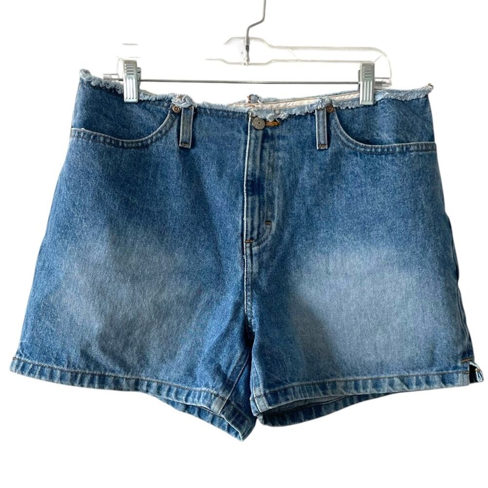Vintage Faded Glory High-Waisted Denim Mom Shorts | Ladies Size 12 | Distressed